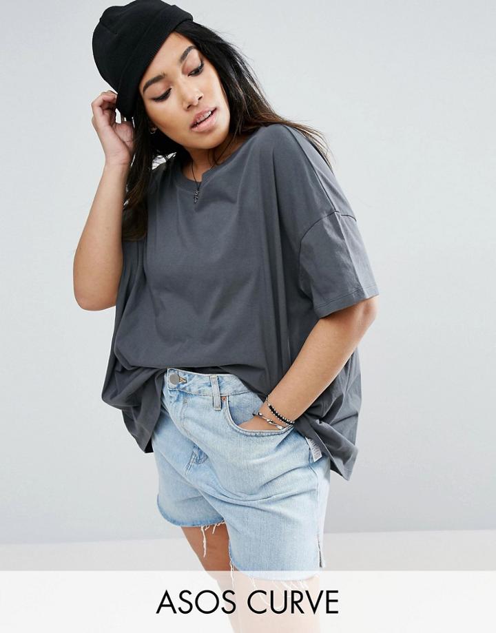 Asos Curve Super Oversized T-shirt - Gray