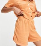 Pieces Petite Cotton Blend Terrycloth Running Shorts In Camel - Part Of A Set-neutral