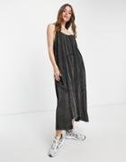 Allsaints X Asos Exclusive Parachute Midi Dress In Black