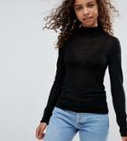 Asos Petite Sweater With Turtleneck In Sheer Knit - Black