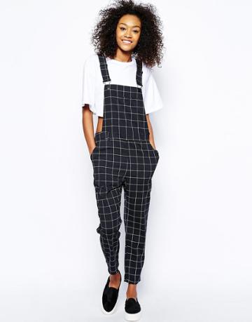 Monki Grid Print Overalls