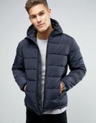 Celio Quilted Hooded Jacket - Navy