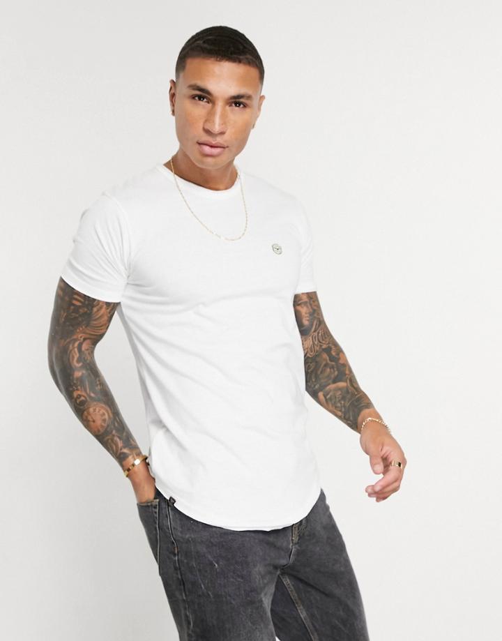 Le Breve Raw Edge Longline T-shirt In White