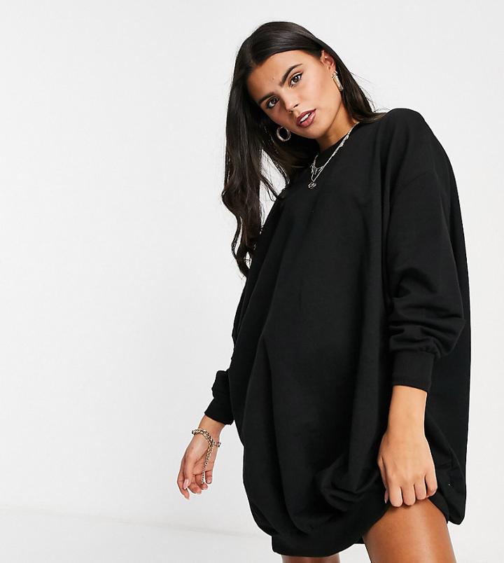 Asos Design Petite Oversized Sweat Dress In Black