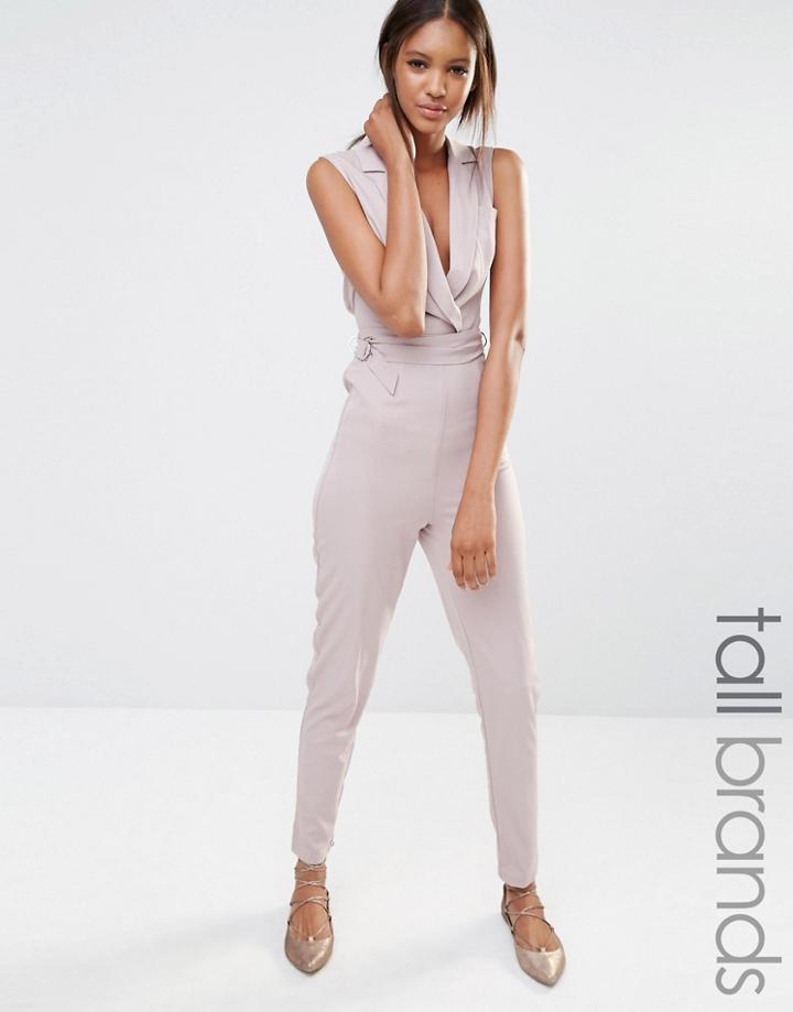 Missguided Tall Tailored Tux Jumpsuit - Mushroom