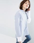 Asos Oversized Stripe Shirt With Contrast Batwing Sleeve - Multi