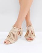 Raid Raine Beige Fringe Heeled Sandals - Beige