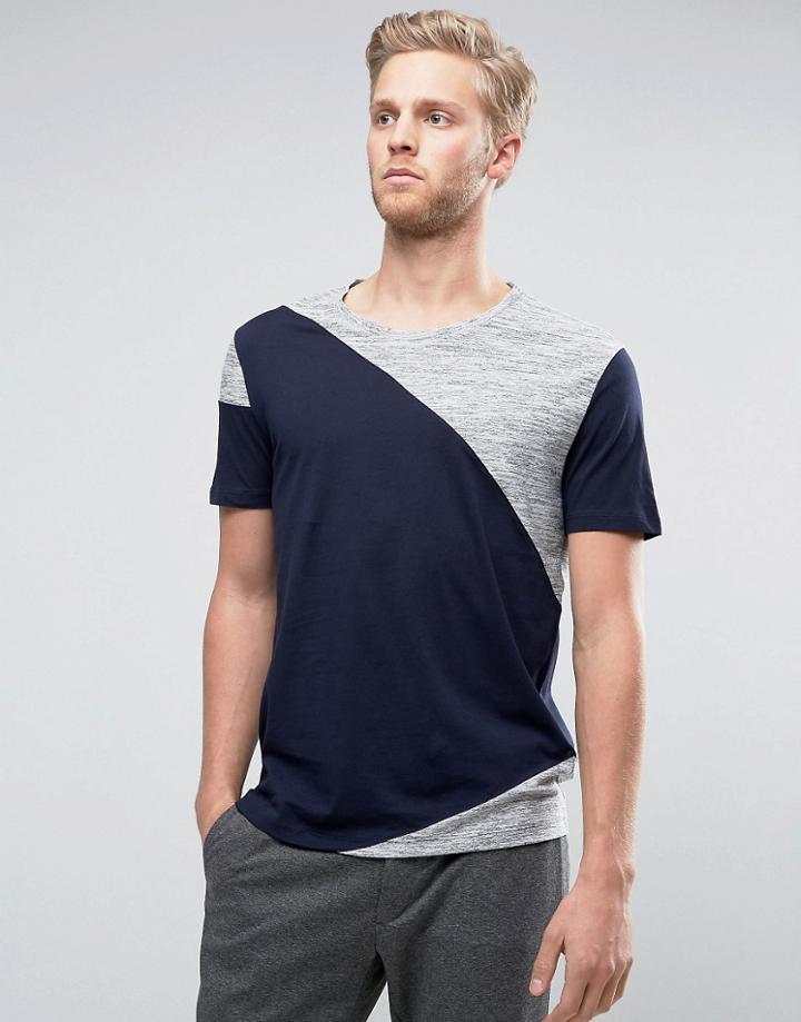 Hugo By Hugo Boss Dahoo T-shirt Cut & Sew Oversized In Navy - Black