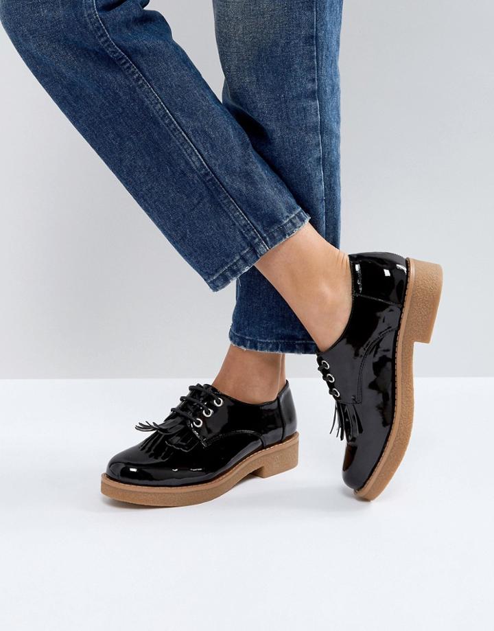 Asos Mark Up Lace Up Flat Shoes - Black