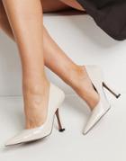 Asos Design Primary Square Back Pumps In Bone-white
