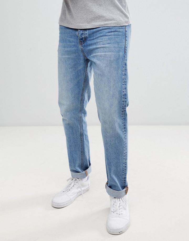 Dr Denim Gus Relaxed Straight Jeans In Light Blue Wash - Blue