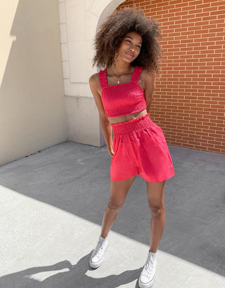 Influence Shirred Shorts In Pink
