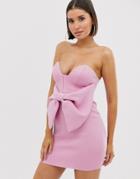 Asos Design Bow Detail Bandeau Mini Dress - Pink