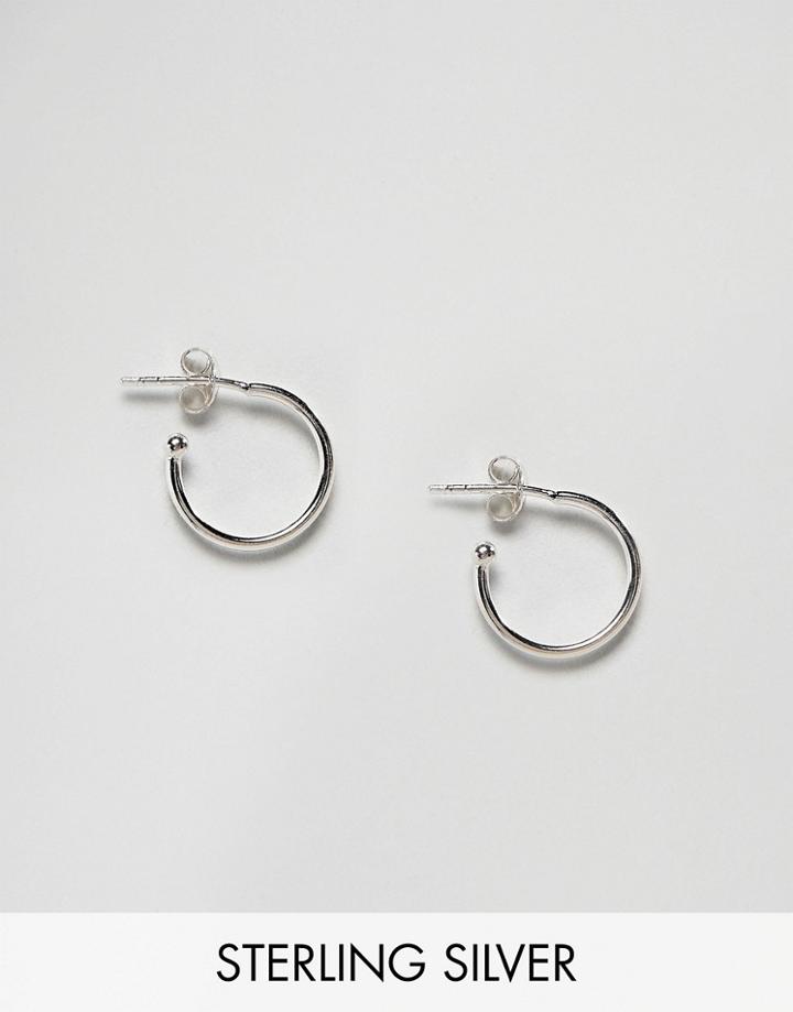 Fashionology Sterling Silver Open Hoop Earrings 14mm - Silver