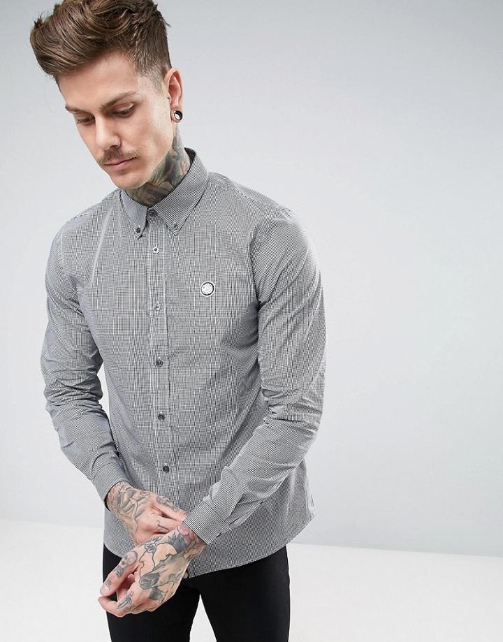 Pretty Green Hendry Gingham Shirt In Black - Black