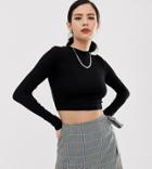 Collusion Rib Long Sleeve T-shirt In Black