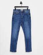 Pull & Bear Slim Fit Jeans In Dark Blue-blues
