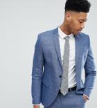 Selected Homme Tall Skinny Fit Suit Jacket In Navy Grid Check - Navy
