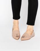 Faith Aaliyah Nude Tassel Pointed Toe Flat Shoes - Beige