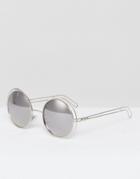 Missguided Metal Frame Round Sunglasses - Silver