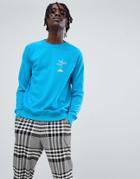 Esn Chest Print Lightweight Sweater - Blue