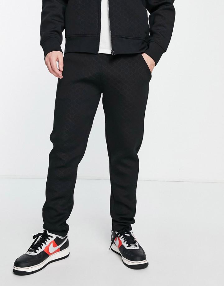River Island Slim Embossed Sweatpants In Black - Part Of A Set