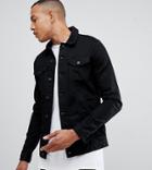 Asos Design Tall Skinny Denim Jacket In Black