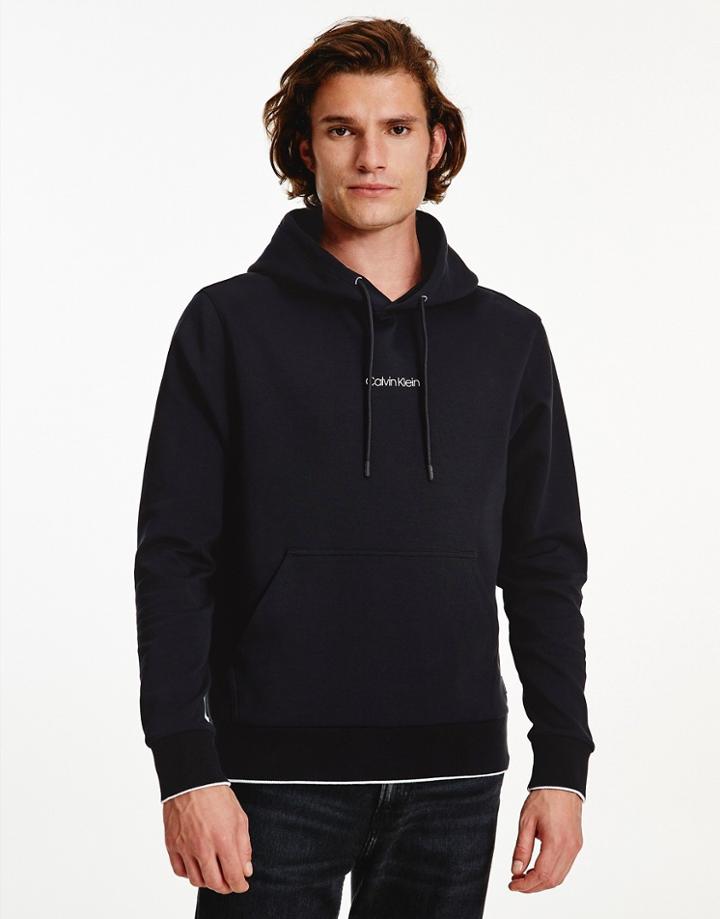 Calvin Klein Center Logo Hoodie In Black