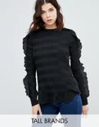 Y.a.s Tall Diana Ruffle Textured Blouse - Black