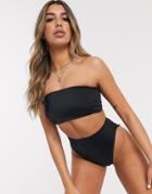 Asos Design Mix And Match Clean Bandeau Bikini Top In Black - Black