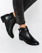 Faith Brogan Buckle Leather Ankle Boots - Black