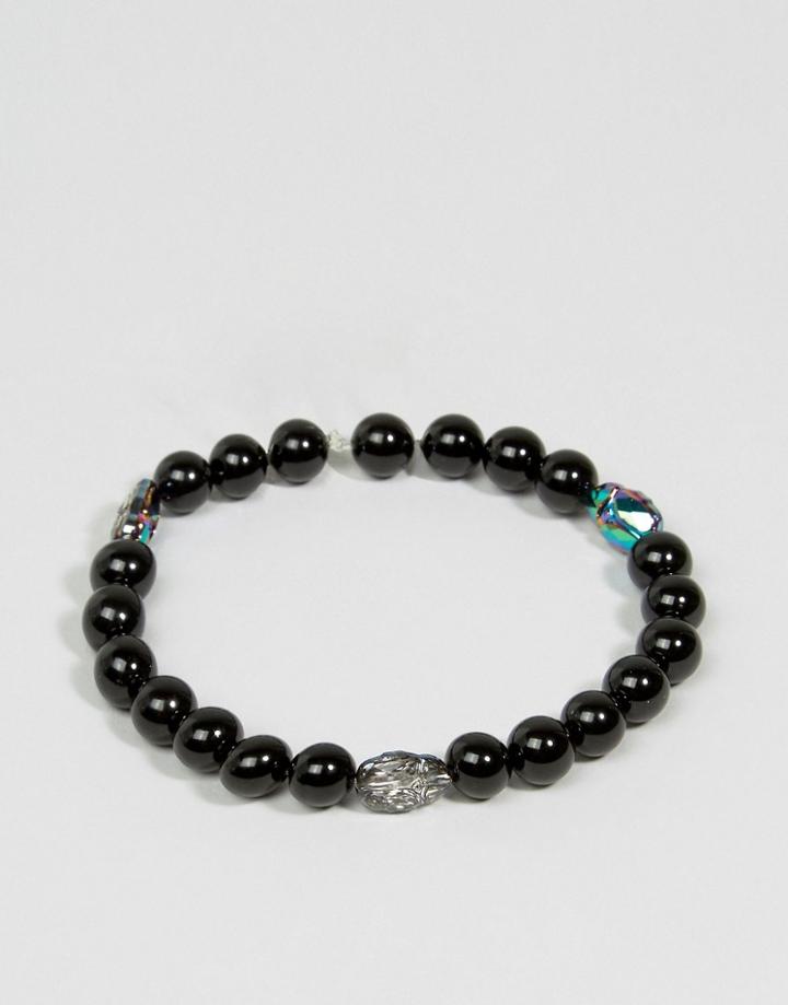 Simon Carter Onyx Beaded Bracelet With Swarovski Crystal Exclusive To Asos - Black