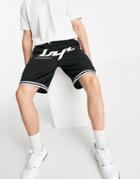 Liquor N Poker Oversized Shorts In Black With Logo Print And White Piping