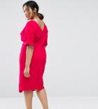 Asos Curve Wiggle Dress With Split Front - Pink