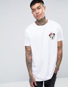 Asos Mickey Mouse Holidays Longline T-shirt - White