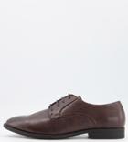 Asos Design Wide Fit Derby Shoes In Brown Faux Leather