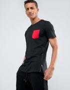 Loyalty And Faith Longline Pocket T-shirt With Zip Detail - Black