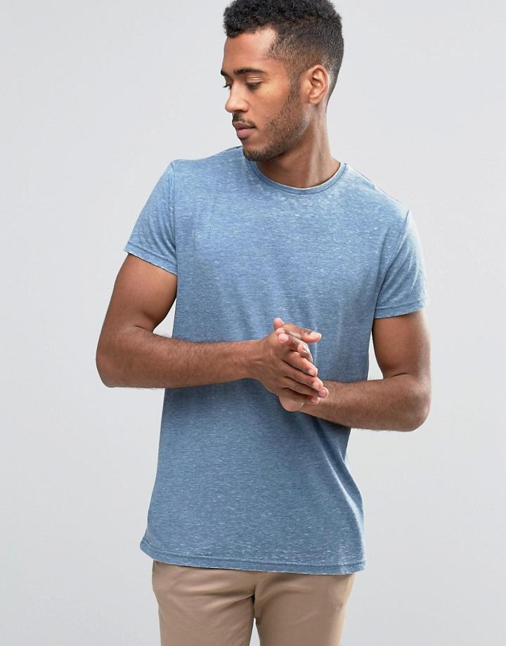 Brave Soul Plain Burnout T-shirt - Navy