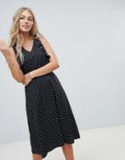 Vero Moda Polka Dot Midi Dress With Ruffle Panel - Multi