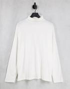 Asos Design Long Sleeve Oversized Roll Neck T-shirt In White