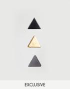 Designb Triangle Earrings In 3 Pack - Multi