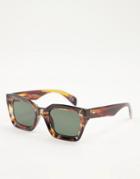 Asos Design Oversized Square Sunglasses In Tort With Smoke Lens-brown