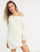 In The Style X Billie Faiers Off Shoulder Sweater Dress In White
