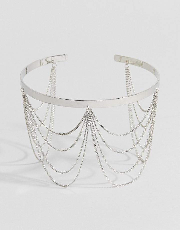 Asos Design Draping Chain Arm Cuff - Silver