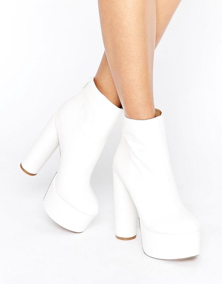 Public Desire Sky White Platform Heeled Ankle Boots - White