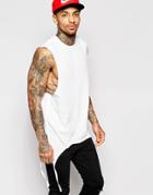 Asos Longline Sleeveless T-shirt With Strap Detail - White