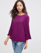 J.d.y. Broderie Anglaise Detail Blouse - Purple