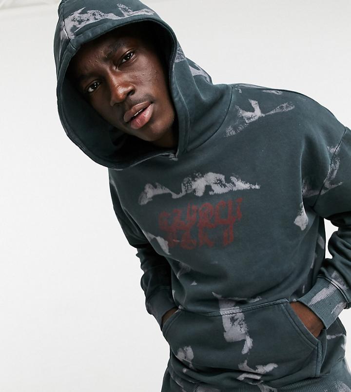 Topman Exclusive @ Asos Co-ord Marble Print Hoodie In Black