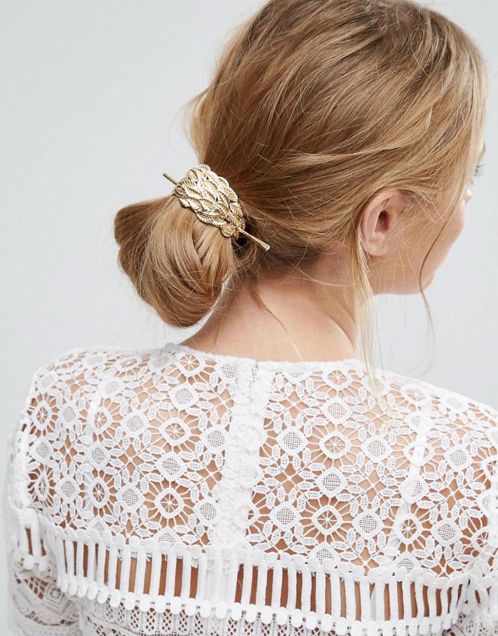 Asos Statement Leaf Bun Holder - Gold