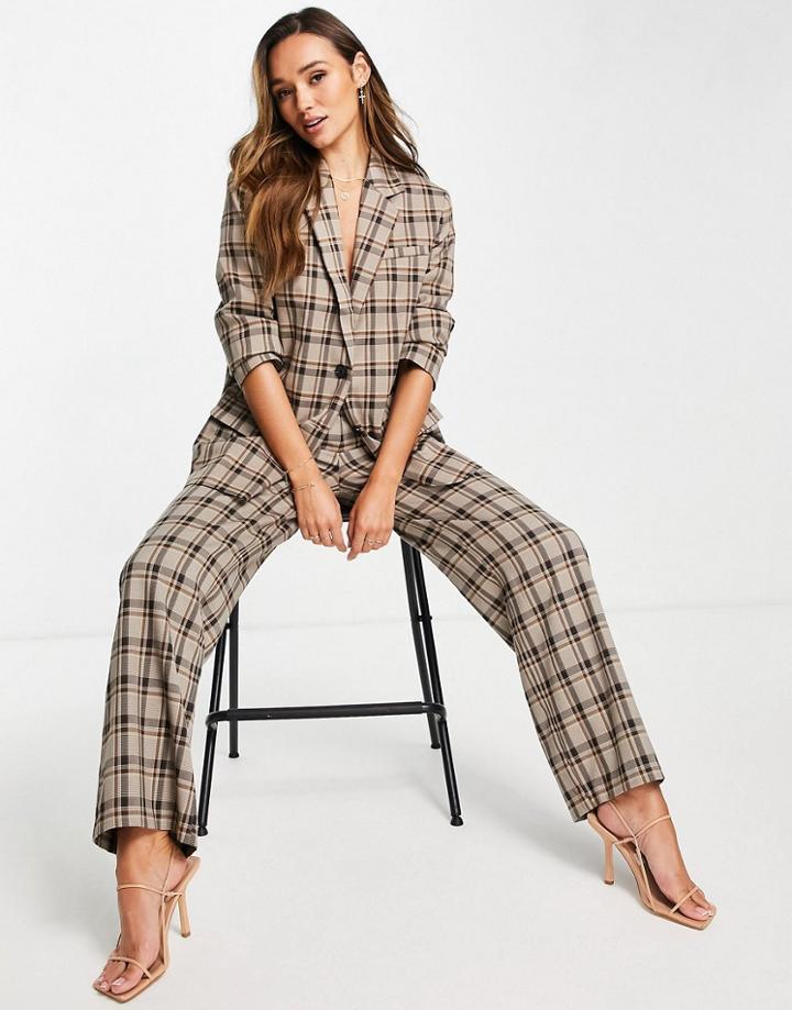 Asos Design Extreme Man Suit Blazer In Brown Plaid-multi